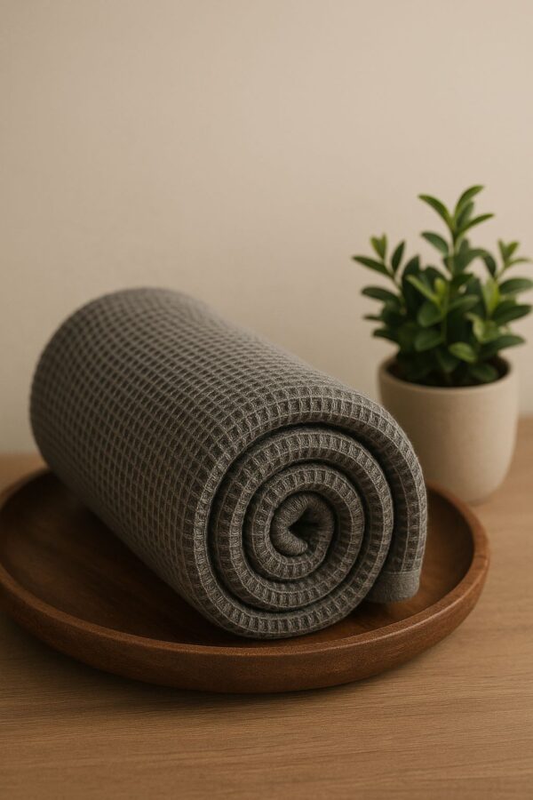 DRAPE&LUXE Honeycomb Cotton Towel – ☁️ Cloud Grey