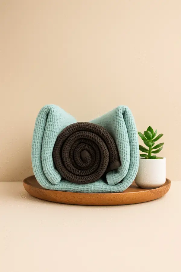 DRAPE&LUXE Honeycomb Cotton Towel – Pack of 2 (Black with blue)
