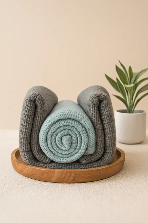 DRAPE&LUXE Honeycomb Cotton Towel – Pack of 2 (Grey with blue)