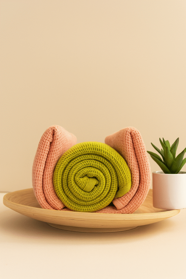 DRAPE&LUXE Honeycomb Cotton Towel – Pack of 2 (Pink with yellow)